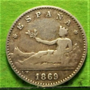 PROVISIONAL GOVERNMENT-1st REPUBLIC, 50 Céntimos, 1869 *6-9. Silver, SPAIN - Picture 1 of 2