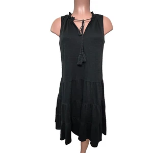 Max Studio Sleeveless Tiered Tassel Tie Dress Women's Size Medium Black - Picture 1 of 10