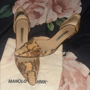 Manolo Blahnik Snakeskin D’orsey Kitten Heels 39,5 - Bild 1 von 5