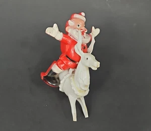 Rosbro Weihnachtsmann reitend Rentier Bonboniere Vintage Weihnachten LESEN - Bild 1 von 11