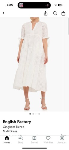 VETEMENTS Abito midi English Factory bianco occhielli manica a sbuffo abbottonato taglia media