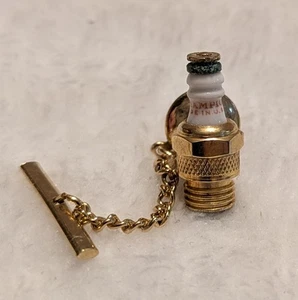 Vintage Champion Spark Plug Miniature Tie Tack Pin with chain Necktie Holder - Picture 1 of 4