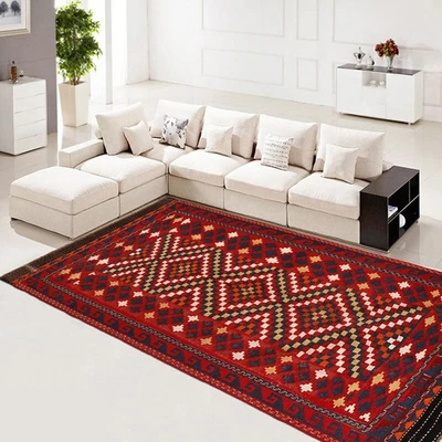 Afghan Maimana Kilim Handmade with Natural Wool 8.5x4.4 Ft - Image 1 of 4