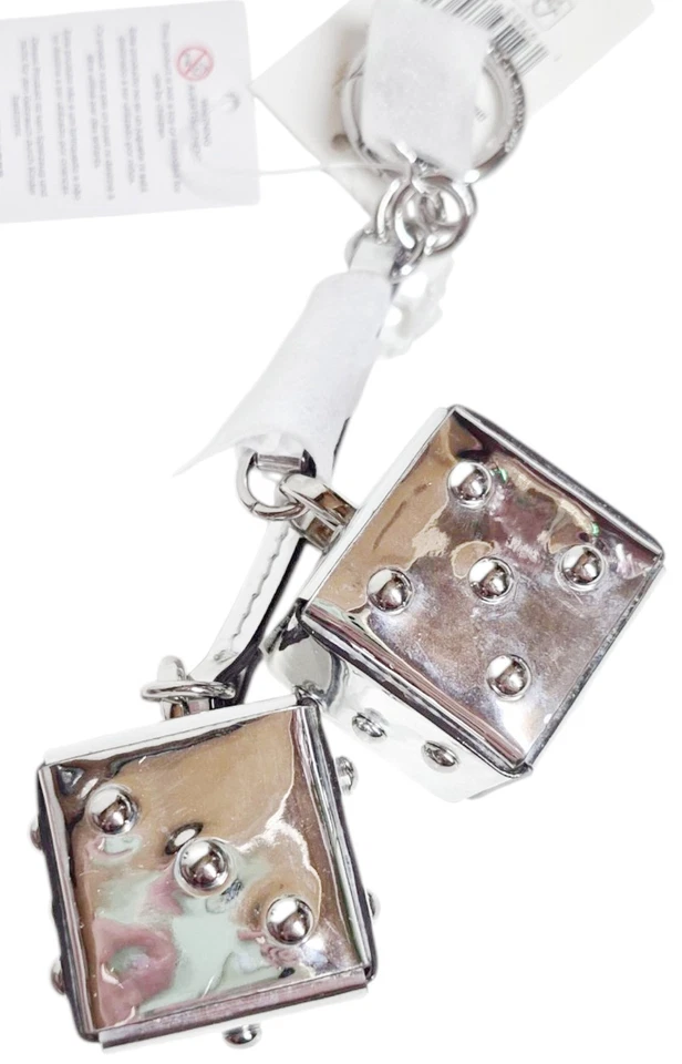 Michael Kors Bolso de Dados Dije Llavero Llavero Blanco Plata Multi 35F5SGFK1M Nuevo Foto 1 de 4
