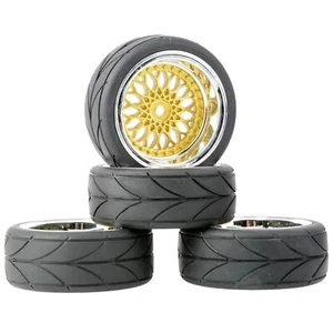 1/10 RC Road Wheels Tyres Rim Gold Style for Tamiya TT02 FTX HPI 9mm Offset! - Picture 1 of 11