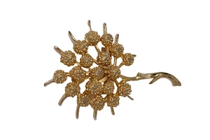 Mamselle Gold Tone Flower Tree Brooch Pin - Picture 1 of 11