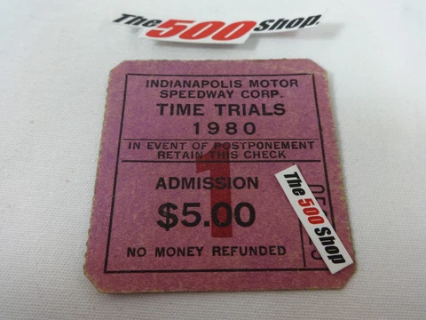 1980 Indianapolis 500 Time Trials Admission Ticket Qualifications Gate 1 Cover