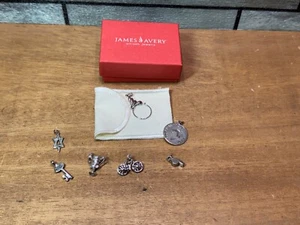 James Avery Silver Charm Holder w 6 Charms, Sterling .925, Free Daily Shipping - Picture 1 of 5