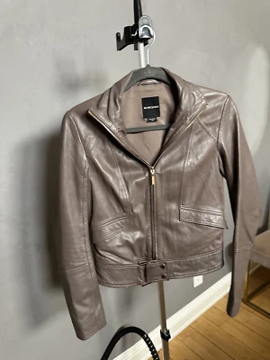 Chaqueta de cuero para mujer talla XS vintage Marciano By Guess cordero topo/gris Foto 1 de 4