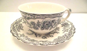 Vintage Dove Gray CROWN DUCAL BRISTOL Cup & Saucer No. 762055 England - Picture 1 of 2