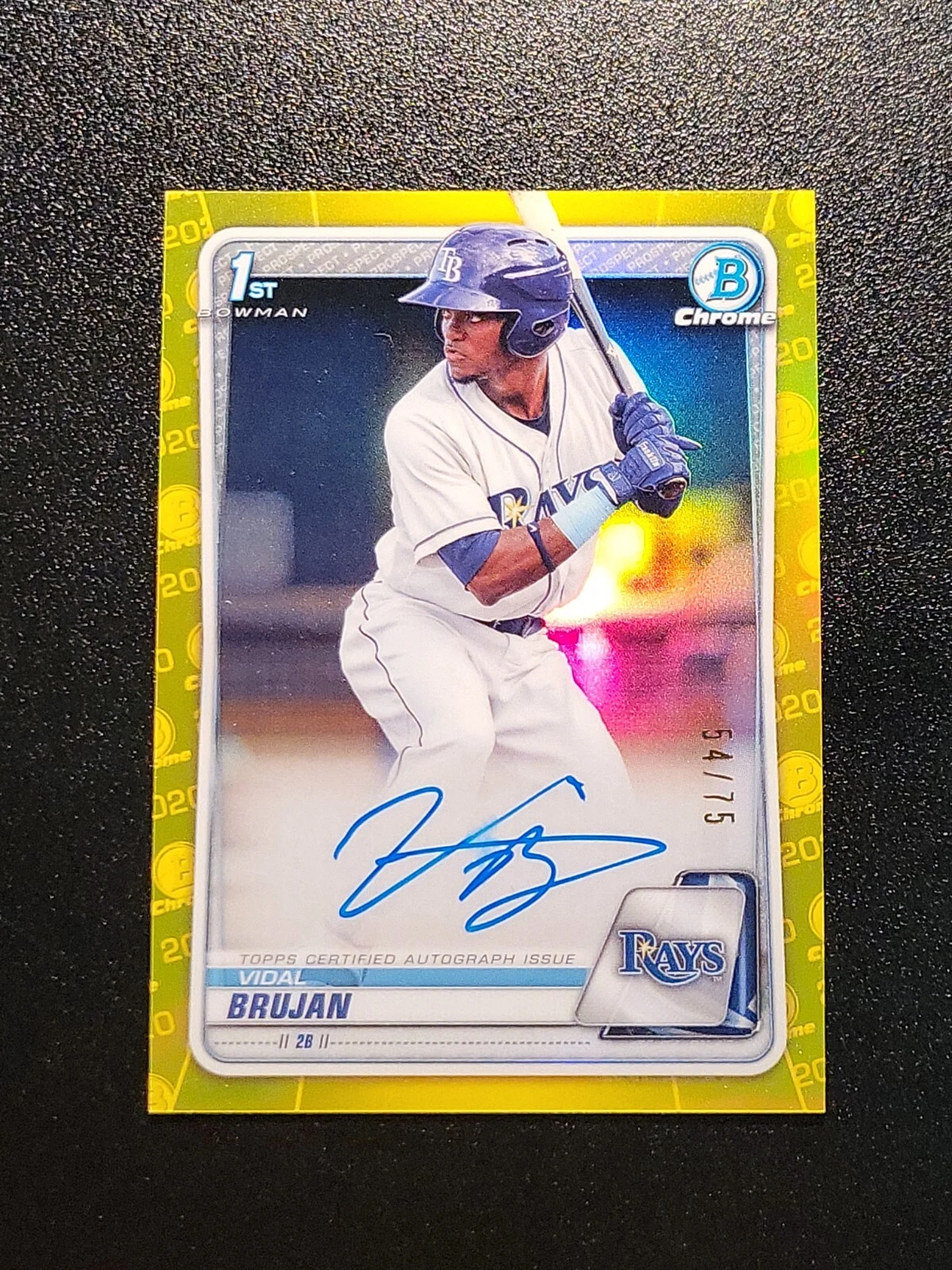 2020 1st Bowman Chrome CPA-VB Vidal Brujan Yellow Refractor AUTO #/75  TB Rays