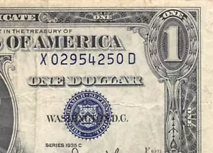 USA $1 Silver Certificate Series of 1935 C Block X-D Circulated Banknote ZA - Picture 1 of 3