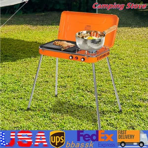 Camping Stove Gas Stove Outdoor Barbecue Cooking Stove Dual Burner Heating Stove - Picture 1 of 17