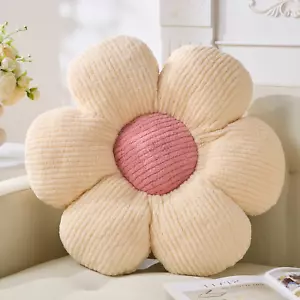 Flower Pillow, Cute Daisy Pillow Ivory Flower Shaped Throw Pillow Cushion Seatin - Picture 1 of 12