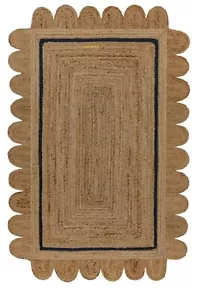 Scallop Jute Rug Natural Braided 100% Jute Carpet Home Décor Modern Area Rug - Picture 1 of 10