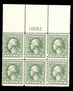 MOMEN US STAMPS #536 WIDE TOP PLATE BLOCK OF 6 MINT OG 1LH/5NH LOT #92672 - Picture 1 of 2