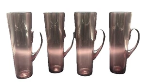 VTG CRANBERRY 8.5”Tall Slim Applied Handle Drinking Glasses Tumblers 24oz -4pc - Picture 1 of 6