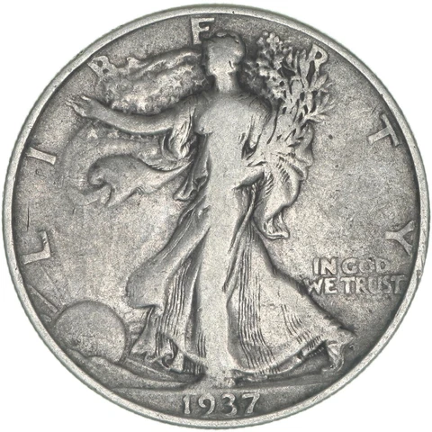 1937 (P) Walking Liberty Half Dollar 90% Silver Fine FN Cover