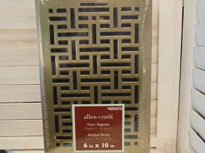 Enhance Home Style with Allen+Roth Antique Brass Wicker Floor Registers - 6"x10 - Image 1 of 4