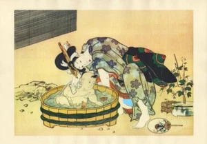 Papel pergamino erótico A4 reproducción japonesa impresión en madera estilo Shunga A8 - Imagen 1 de 1