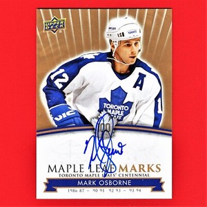 Mark Osborne 2017 Toronto Maple Leafs Centennial Maple Leaf Marks Card MLM-MO A9