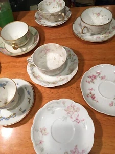 Fine China teacups and saucers, Haviland France, lot of 14 - Picture 1 of 15