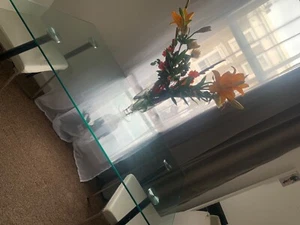 Beautiful Glass dining table big with black legs  - Picture 1 of 3