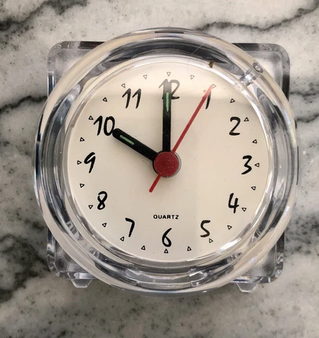 Quartz  Alarm Clock Transparent Travel Size Analog Plastic Cover