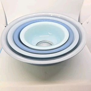 Pyrex Vintage Moody Blues Nesting Mixing Bowl Set Of 4 Clear Bottom 1970's - Picture 1 of 7