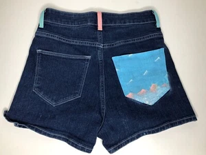 Damen H&M ~ hoch geschnitten handbemalt Denim Jeansshorts Größe 2 - Bild 1 von 7