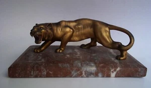 VINTAGE  POLYCHROMED SPELTER SCULPTURE "SIBERIAN TIGER" C.1910 - Picture 1 of 8