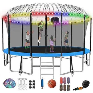 Trampoline with Basketball Hoop & Enclosure, 2000lbs 12FT 14FT 16FT Trampoline - Picture 1 of 28