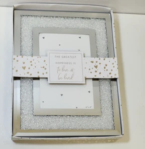 (NEW) Always & Forever Love Wedding Photo Frame 6" x 4" - Diamante & Mirrored - Picture 1 of 8