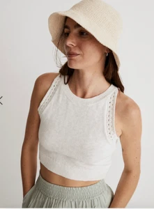 Madewell Womens Crocheted Bucket Hat in Sand Size M/L NK774 - Picture 1 of 6