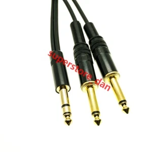 6.35mm 1/4" inch TRS Male to 2x Dual 1/4" inch TS Male Insert Audio Cable - Picture 1 of 3