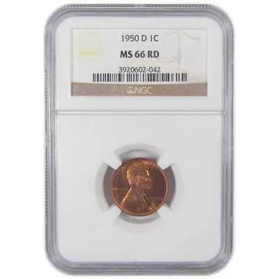 1950 D Lincoln Wheat Cent MS 66 RD NGC Penny Uncirculated SKU:CPC9941 - Image 1 of 4