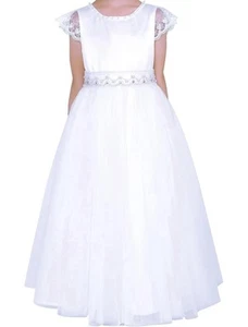 Flower Elegant Party Dress Girls Wedding Bridesmaid Birthday Princess Gown Sz 8 - Picture 1 of 8