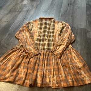 Jaded Gypsy Flannel Tunic Plaid Dress Sz Small/medium 100% Cotton Boho Lagenlook - Picture 1 of 8