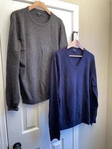 J. Lotto maglioni uomo Crew in cashmere blu/grigio XL - Foto 1 di 7