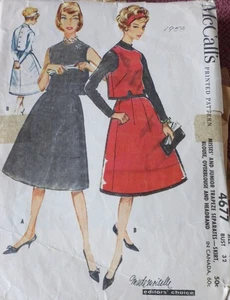 Vtg 1950s McCall 4677 Trapeze Skirt Blouse Overblouse Headband SEWING PATTERN 12 - Picture 1 of 4