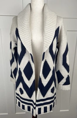J Crew Chunky Knit Aztec Cardigan Sweater Women's Size XXS Oversized Tribal Boho - Image 1 of 4