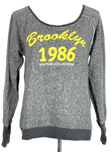 Venus Womans Size Medium Sweatshirt Brooklyn 1986 Off Shoulder Gray Soft Classic - Picture 1 of 12