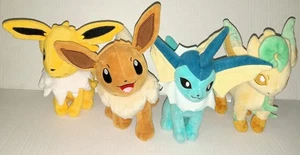 POKEMON PLUSH LOT Eeveelutions 7.5" Eevee Jolteon Vaporeon Leafeon Official - Picture 1 of 10