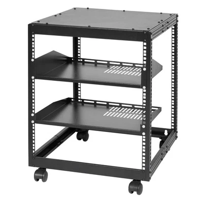 12U AV Gear Rack 23-40in Depth 500lb Capacity Movable Base - Image 1 of 4
