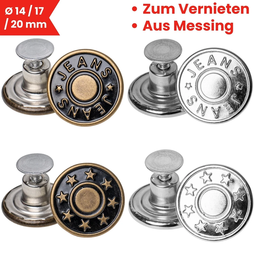 Jeansknöpfe Nickel-frei für Allergiker Hosen Knopf Nieten Jeansknopf Hosenknöpfe - Bild 1 von 1