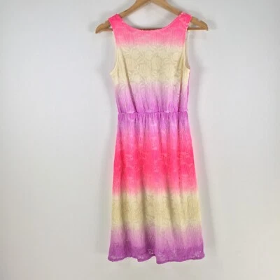Vestido feminino Asos tamanho 8 fit flare multicolorido listrado pequeno sem mangas 100105 - Imagem 1 de 4