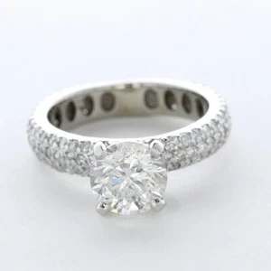 ANILLO DE ACENTO BANDA ANCHA PUNTA ORO BLANCO 14K CORTE REDONDO DIAMANTE NATURAL G/SI1 4,2 QUILATES - Imagen 1 de 7