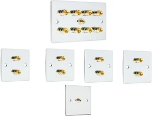 Kit complet de plaque frontale murale haut-parleur son surround chromé 4.1 prise banane audio - Photo 1/9