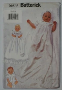BUTTERICK #6609 INFANT SIZES NB-S-M GOWN JUMPSUIT & BONNET PATTERN UC - Picture 1 of 4