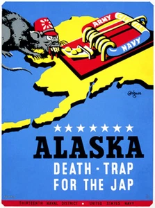 Alaska - Death-Trap For The Jap - 1940's - WPA Poster - Picture 1 of 1